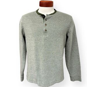UNTUCKit Men's Thermal Green Henley Duo Layer Long Sleeve Gorpcore Large